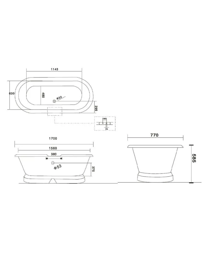 Badkar gjutjärn - Chaumont 170 cm