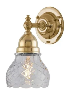 Badrumslampa - Adelborg mässing, slipat klarglas