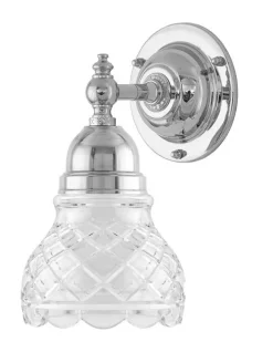 Badrumslampa - Adelborg nickel, slipat klarglas