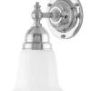 Badrumslampa - Adelborg nickel, opalvit klocka