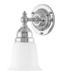 Badrumslampa - Adelborg nickel, opalvit klocka