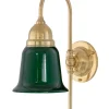 Badrumslampa - Ahlström 60 mässing, grön klocka