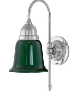 Badrumslampa - Ahlström 60 nickel, grön klocka