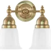 Badrumslampa - Bergman mässing, opalvit klocka