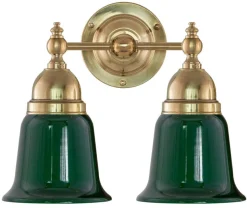 Badrumslampa - Bergman mässing, grön klocka