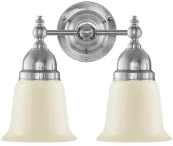 Badrumslampa - Bergman nickel, benvit klocka