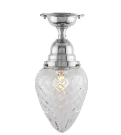 Badrumslampa - Byström 80 nickel, klardroppe