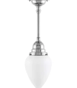 Badrumslampa - Byströmpendel 80 nickel, vit droppe