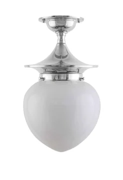 Badrumslampa - Dahlberg 100 nickel, opalvit droppe