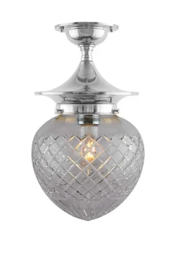 Badrumslampa - Dahlberg 100 nickel, klarglas droppe