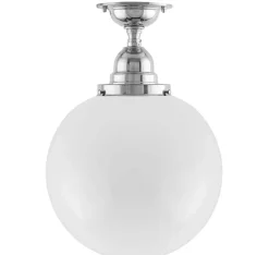 Badrumslampa - Taklampa Byström 100 nickel, stor klotskärm