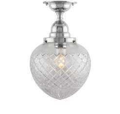 Badrumslampa - Taklampa Byström 100 nickel, klardroppe