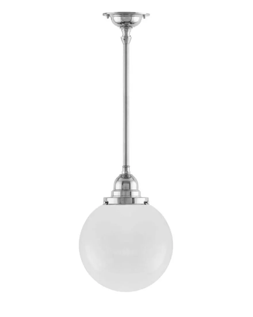 Badrumslampa - Taklampa Byströmpendel 100 nickel, klotskärm