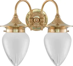 Badrumslampa - Tigerstedt mässing, slipat mattglas