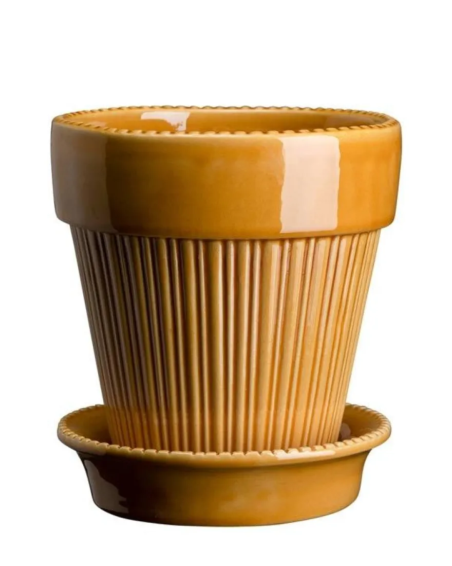 Bergs Potter Kruka med fat Montmartre - Gul 16 cm