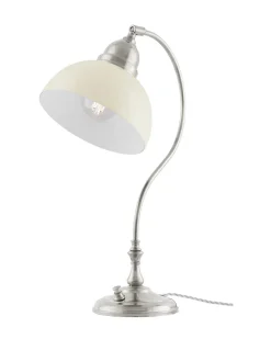 Bordslampa - Lagerlöf nickel med benvit skärm