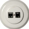 Datajack dubbel RJ45 vitt porslin - Fontini infällt