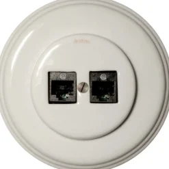 Datajack dubbel RJ45 vitt porslin - Fontini infällt
