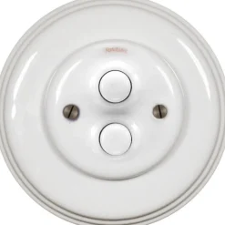 Dimmer dubbel tryckknapp vitt porslin - Fontini infällt