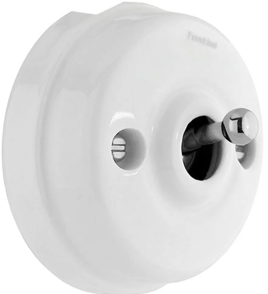 Dimmer vipp vitt porslin/krom - Fontini utanpåliggande
