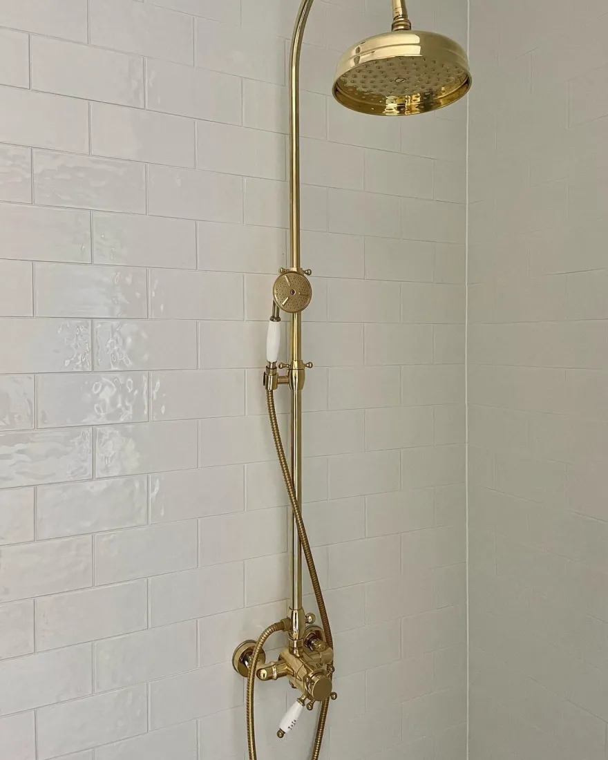 Duschset - Kensington retro med termostatblandare, mässing