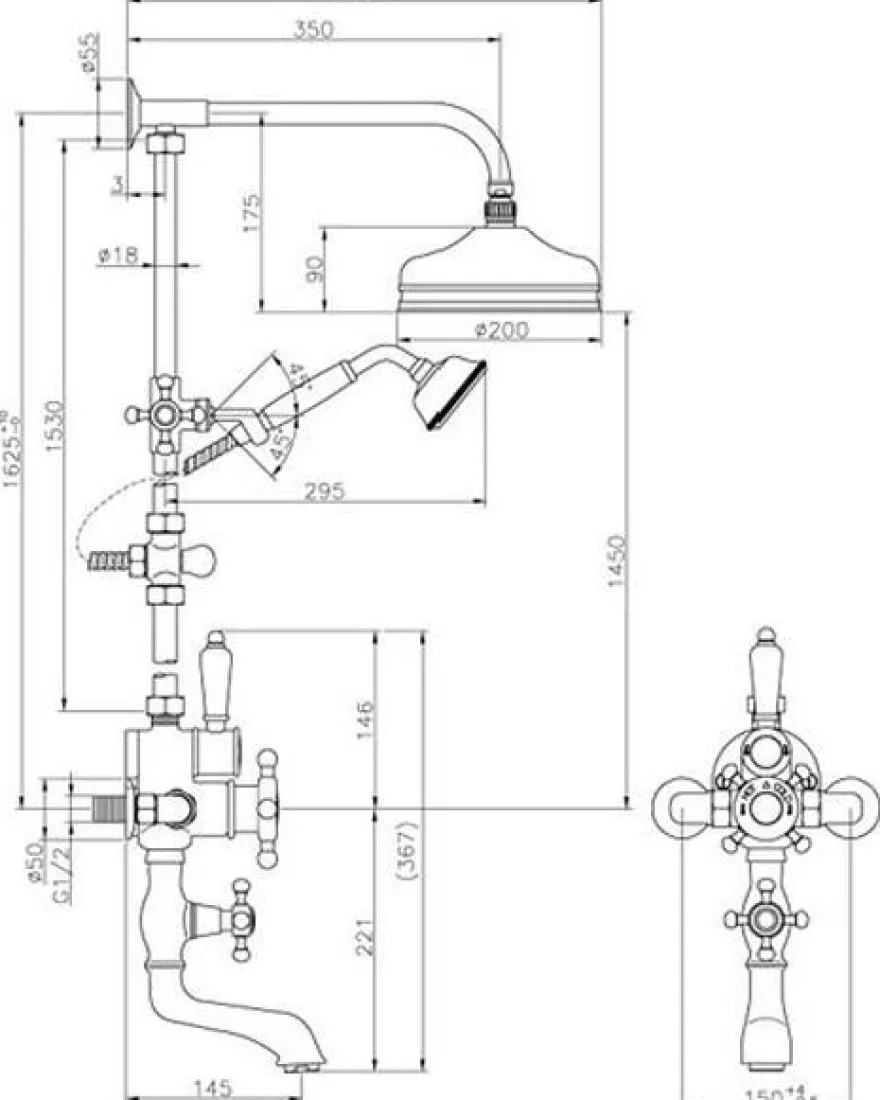 Duschset - Victorian, karpip, taksil & termostat