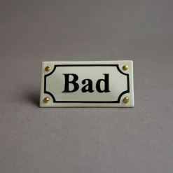 Emaljskylt - Bad vit/svart
