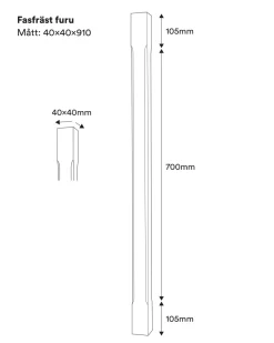 Fasad stolpe - Räckespelare 910 x 40 mm furu