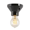 Fotlamphållare 100 mm rak - Svart porslin