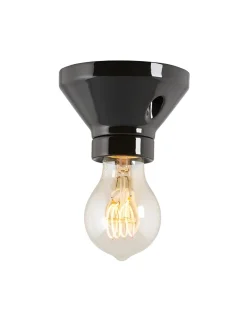 Fotlamphållare 100 mm rak - Svart porslin