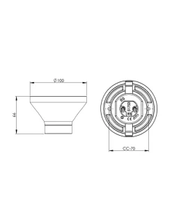 Fotlamphållare 100 mm rak - Vit porslin