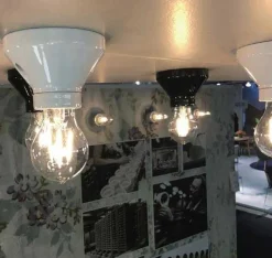 Fotlamphållare 100 mm rak - Vit porslin