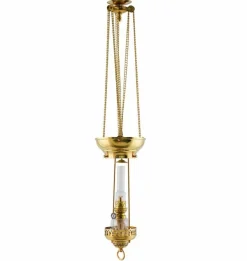Fotogenlampa - Månskenslampa mässing, klarglas, tak