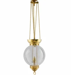Fotogenlampa - Månskenslampa mässing, klarglas, tak