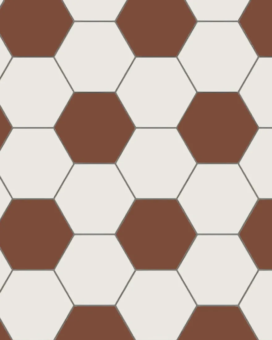 Hexagonklinker - 15 x 15 cm vit/röd