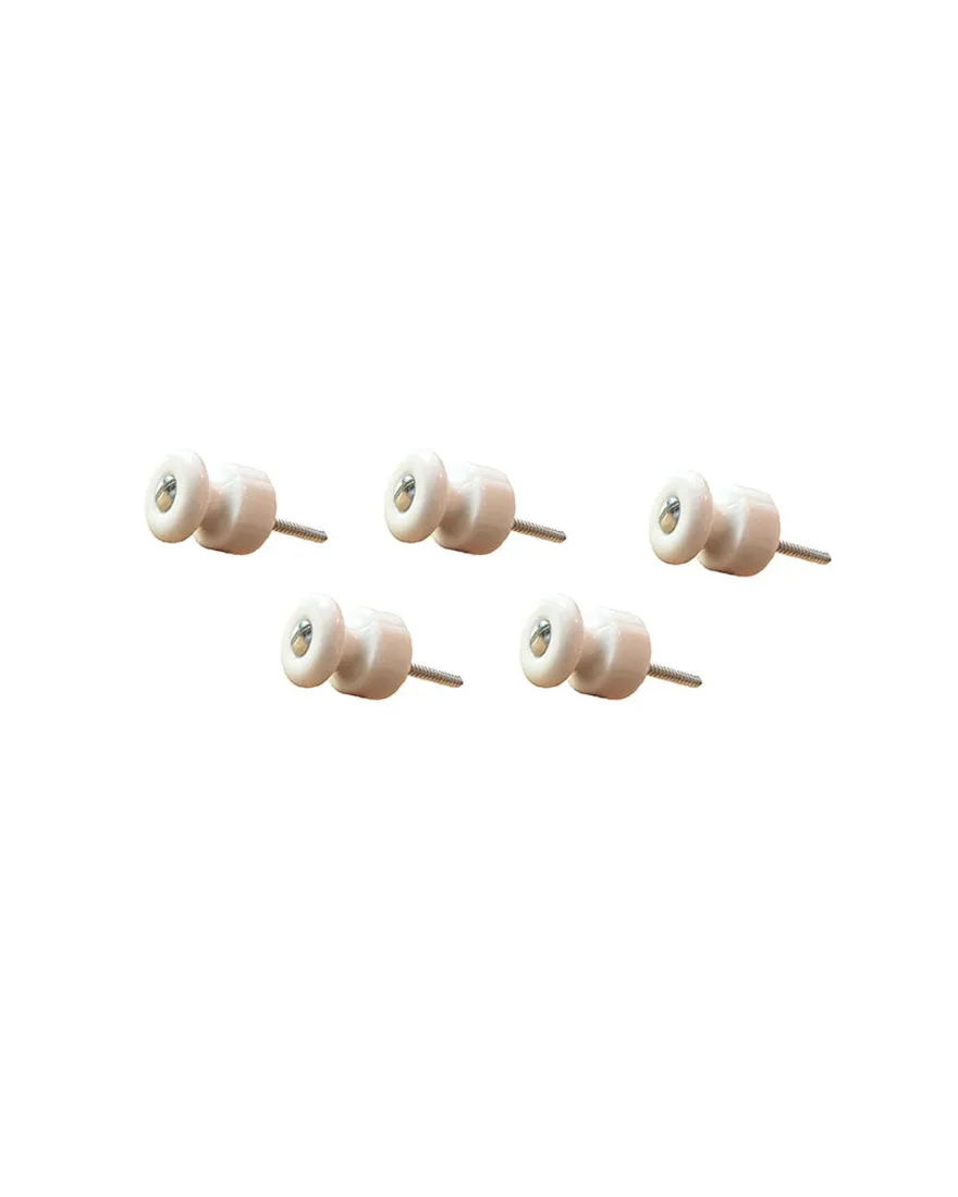 Isolatorknopp - Porslin/krom 5-pack