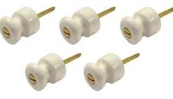 Isolatorknopp - Porslin/Mässing 5-pack