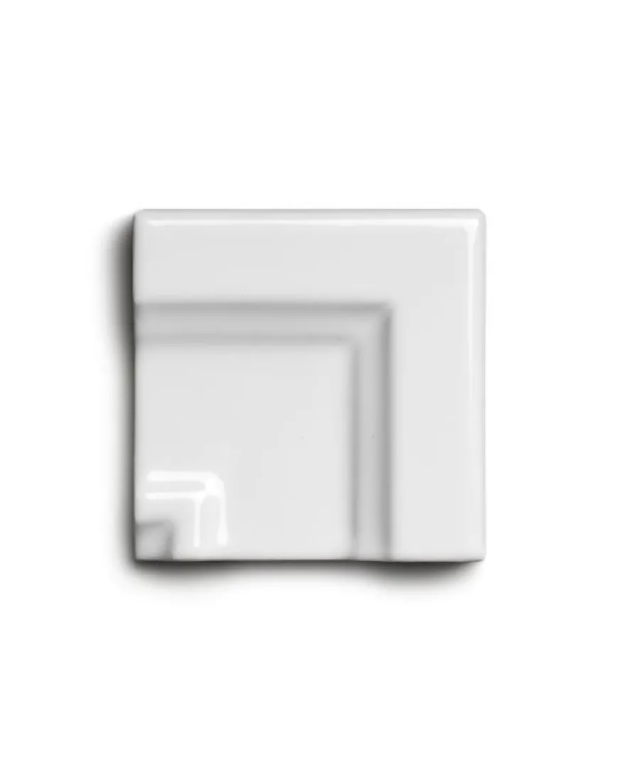 Kakel Victoria - Ramhörn till bröstlist 7,5 x 15 cm - vit, blank