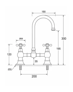 Köksblandare - Tvåhålsblandare Pembroke svanhals krom