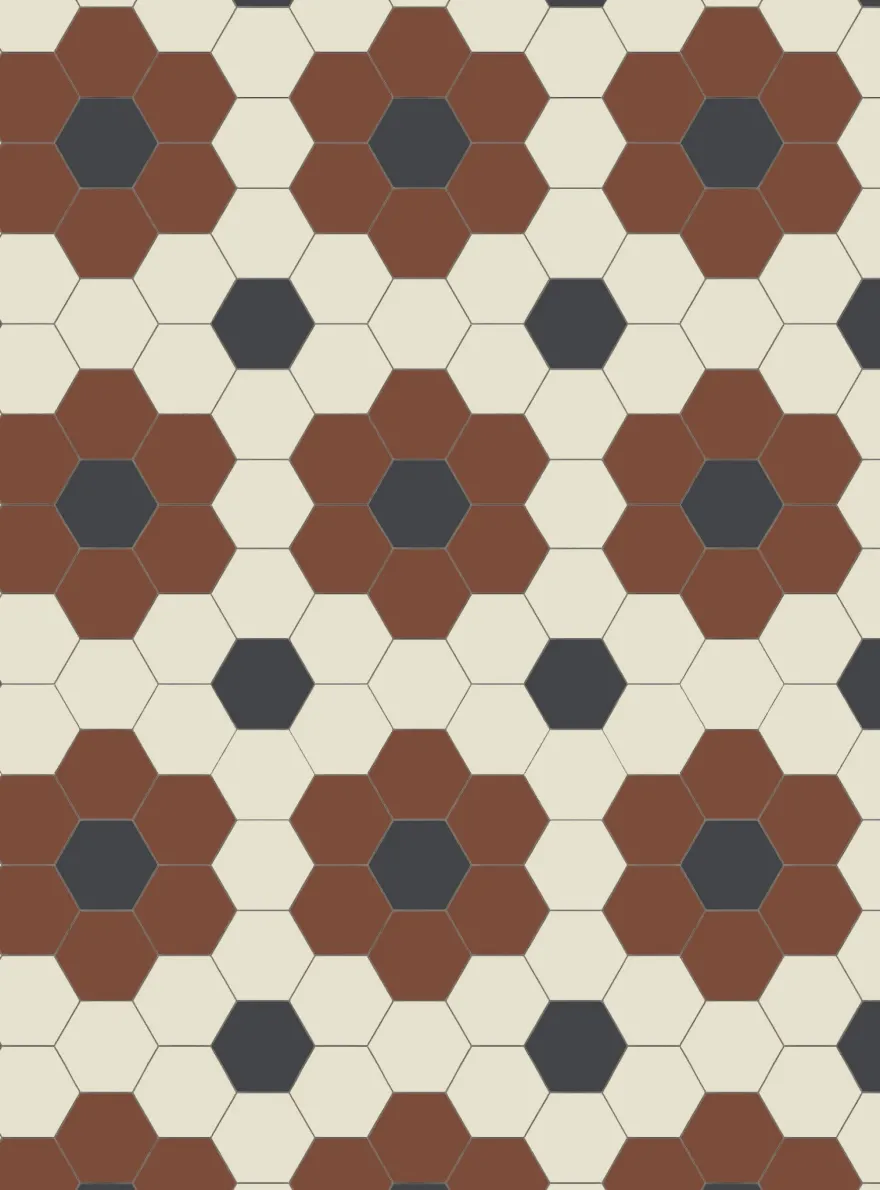 Klinker - Darlington Hexagon 10x10 cm röd/gulvit/svart