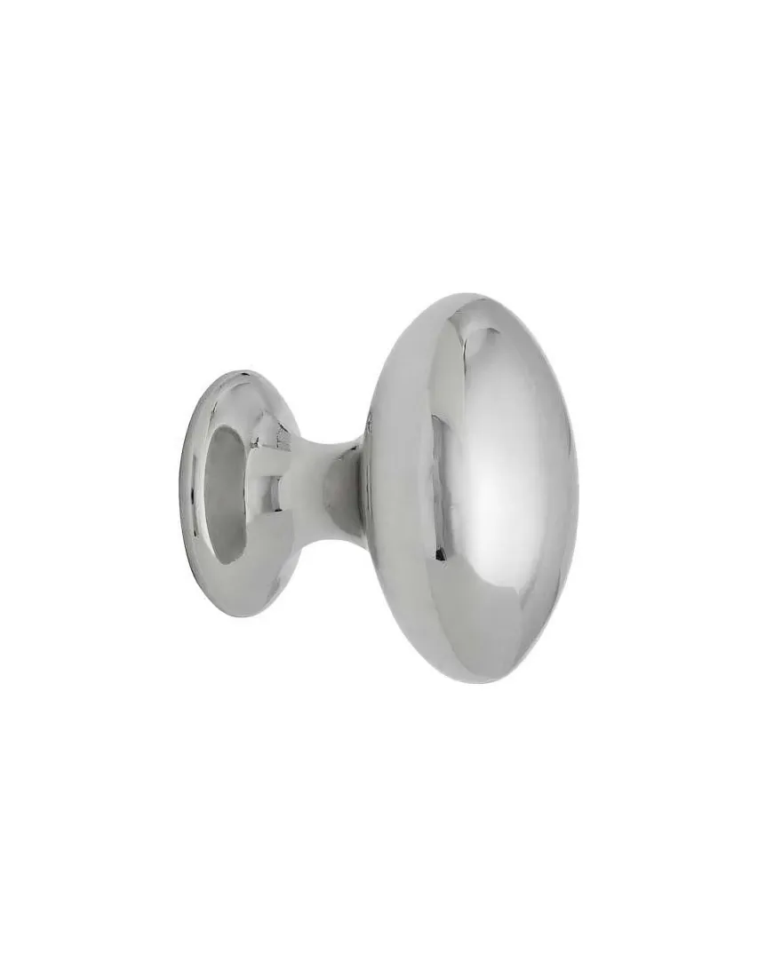 Knopp - Oval förnicklad 40 mm