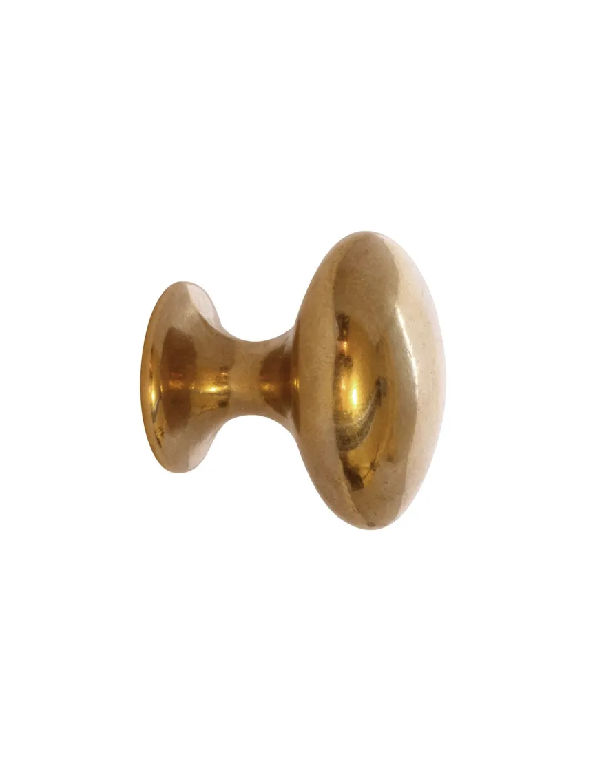 Knopp - Oval obehandlad mässing 40 mm