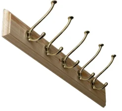 Kroklist 65 cm furu med hattkrok - Bårebo mässing