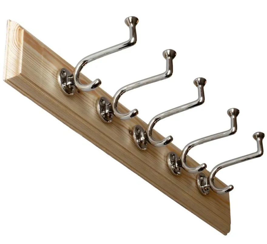 Kroklist 65 cm furu med klädkrok - Fehrlins 3255 nickel