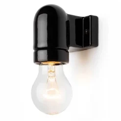 Lamphållare svart porslin - För väggmontage E27/Max 75W