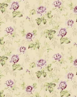 Lim & Handtryck Tapet - Belle epoque beige/grön/ljuslila