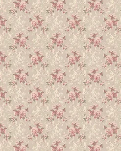 Lim & Handtryck Tapet - Hovdala blomma vit/rosa