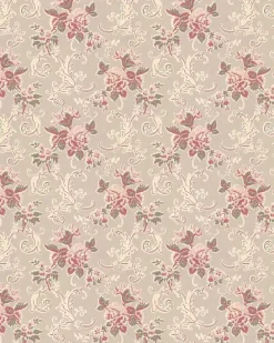 Lim & Handtryck Tapet - Hovdala blomma vit/rosa