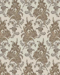 Lim & Handtryck Tapet - Liljor beige/guld