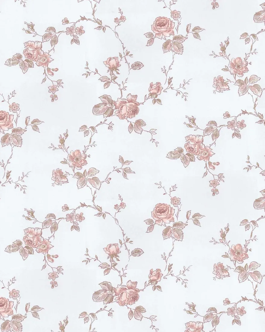 Lim & Handtryck Tapet - Rosen blå/rosa
